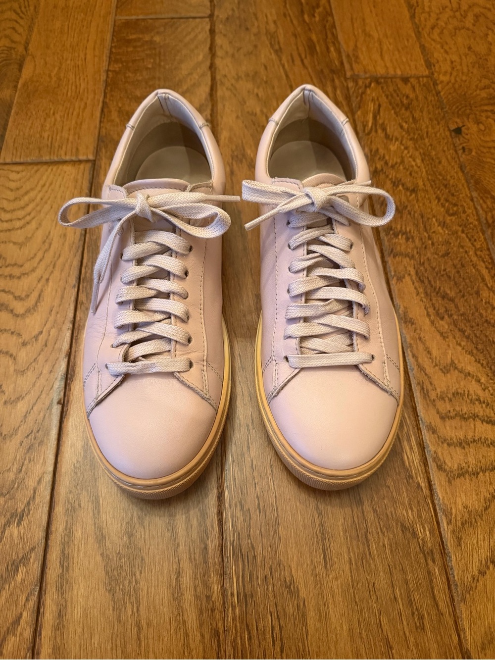 Oliver Cabell Blush Leather Lace-Up Sneakers